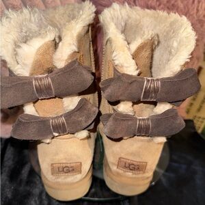 UGG Shearling Boots with Bows in Tan and Brown